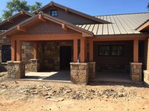 Entry of new home under construction by Bobby Wolfe Construction