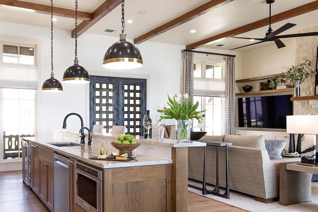 Kitchen Island and Living Area