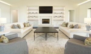Light, bright living room in custom home built by Bobby Wolfe Construction